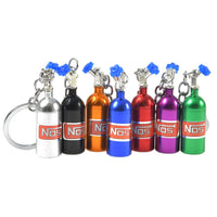 NOS Bottle Keychain Keyring | Metal Pill Box Stash Container for Car Keys