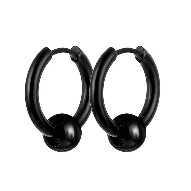 Vintage Punk Stainless Steel Stud Earrings for Men Women | 1 Pair Black Earrings Set