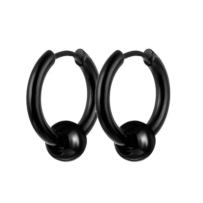 Vintage Punk Stainless Steel Stud Earrings for Men Women | 1 Pair Black Earrings Set