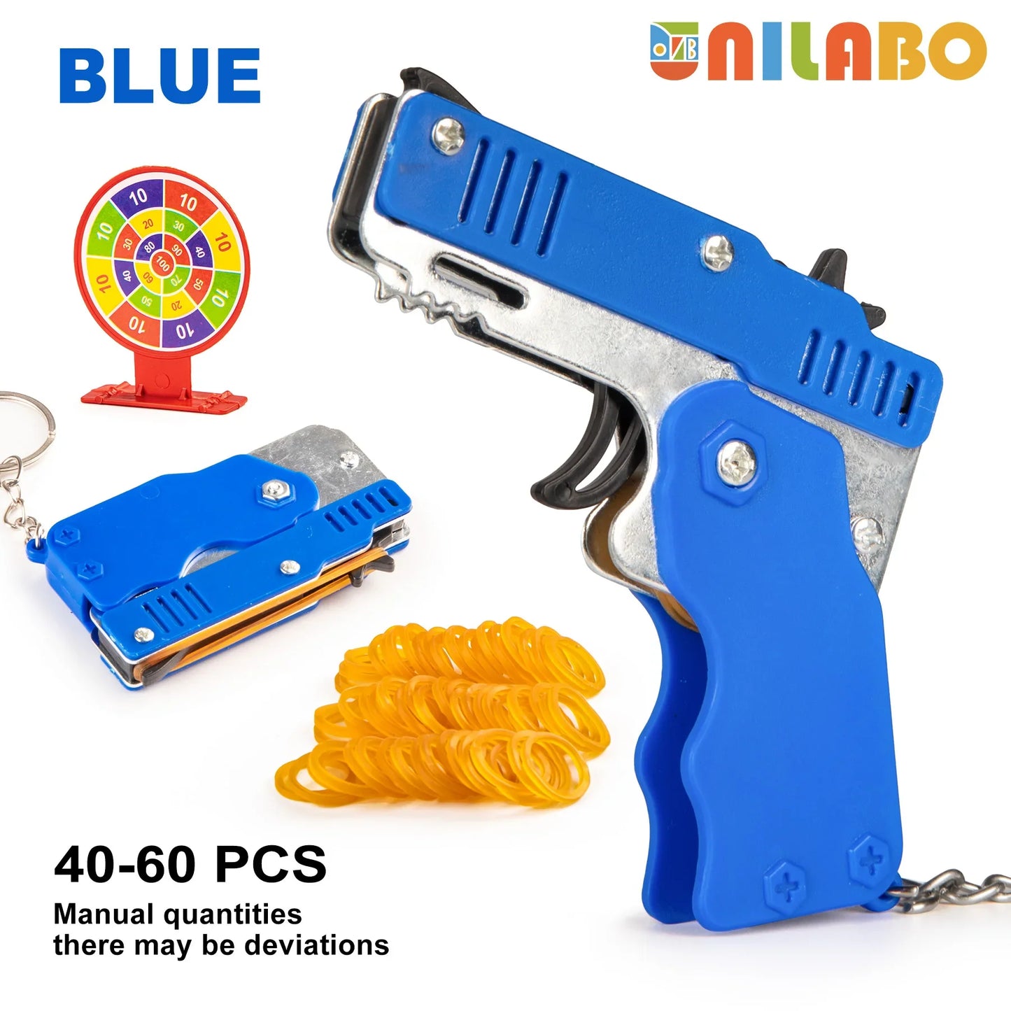 Mini Alloy Foldable Rubber Band Gun Keychain | Quick Shooting Toy