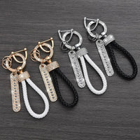 Leather Braided Keychain with Phone Number Card | Anti-Lost Car Key Holder