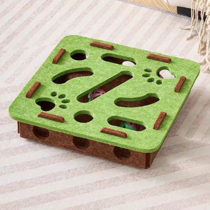 Interactive Maze Cat Toy | Felt Plush Puzzle with Bell Ball