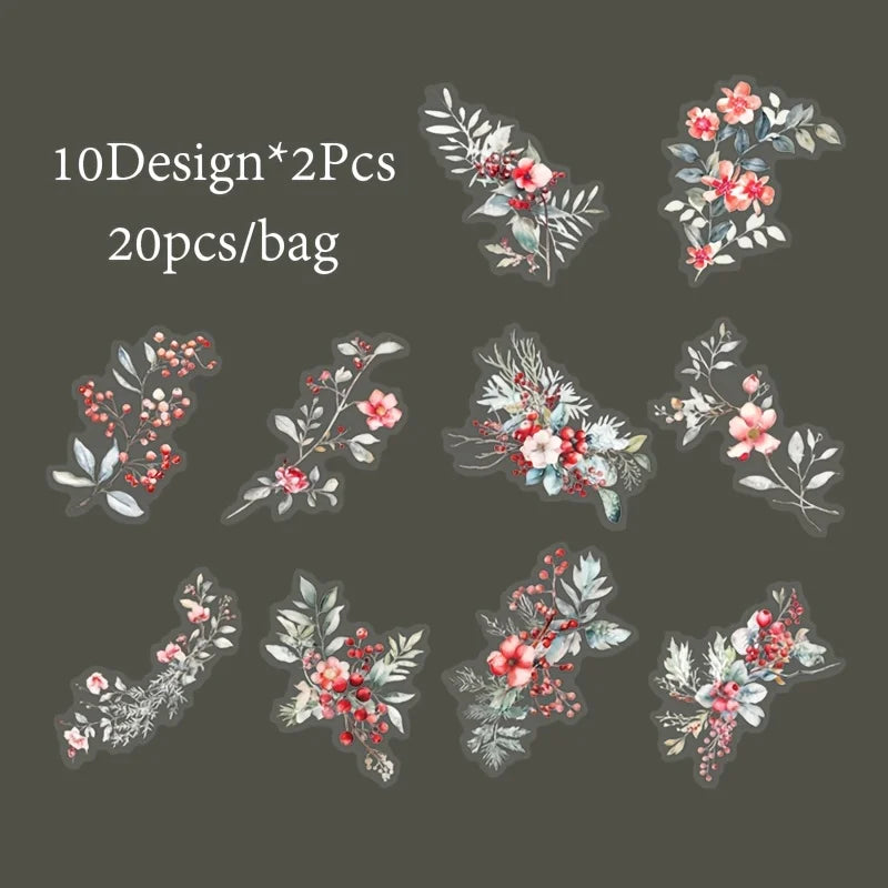 Plant Themed Sticker Pack | 20PCS DIY Decorative Scrapbook Stickers