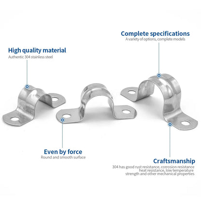 NINDEJIN U Shape Pipe Clamps | 304 Stainless Steel Two Hole Strap Conduit Tube Clip
