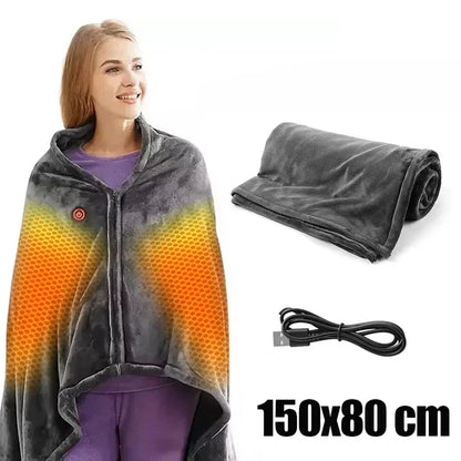 Manta Eléctrica Calentable Portátil Tipo Chal 3 Niveles de Calentamiento Manta USB 5V Terciopelo Coral 8 Zonas de Calor Calentamiento Rápido