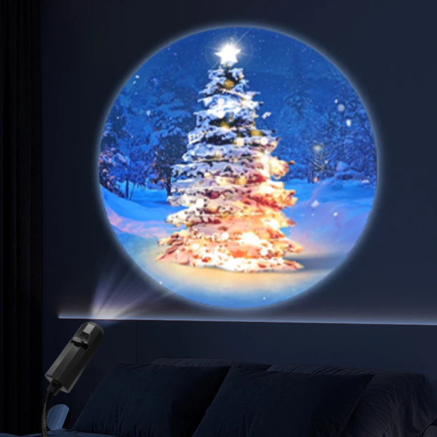 USB Projection Lamp with Switchable Patterns | LED Night Light for Christmas, Halloween, and Planet Themes