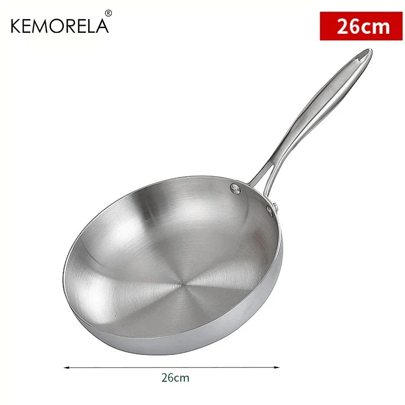 Poêle à frire en acier inoxydable 304, antiadhésive, pour la cuisson des steaks, casserole de cuisine sans revêtement pour cuisinière à gaz et cuisinière à induction