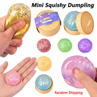 Mini Squishy Dumpling Sensory Fidget Toy | Realistic Glitter Steamer Bun Stress Relief