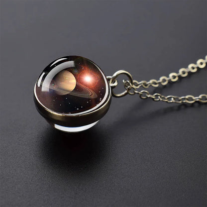 Solar System Galaxy Pendant Necklace | Unisex Astronomy Jewelry Gift