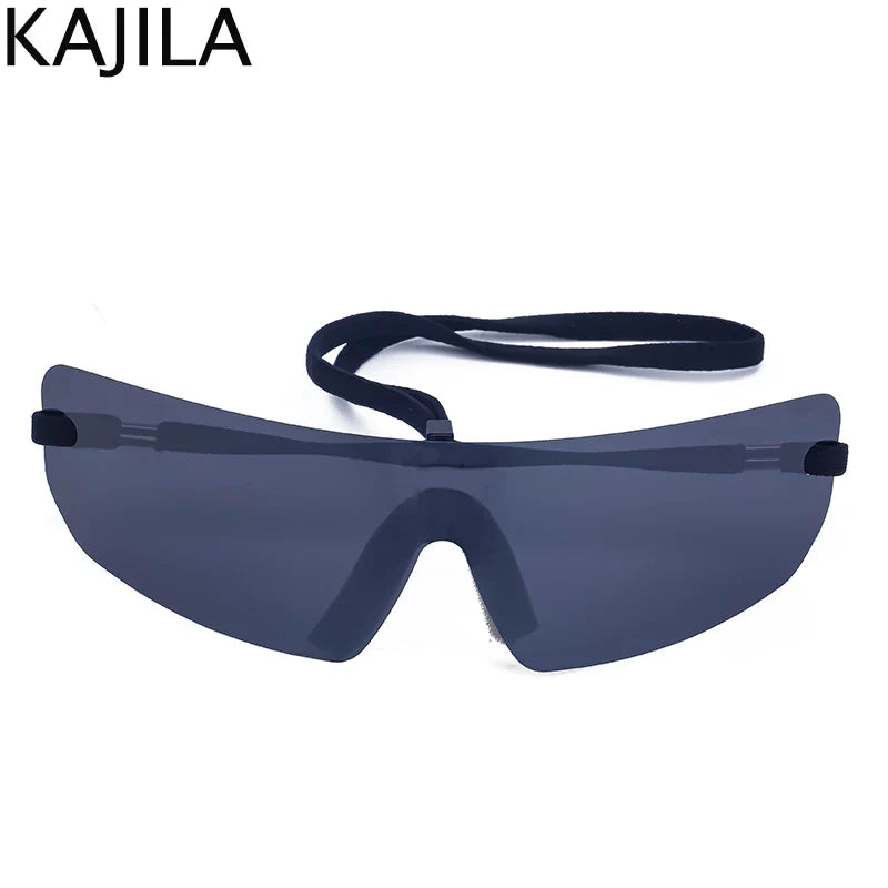 Oversized Punk Rimless Sunglasses | Y2K UV400 Mirror Lens Shades