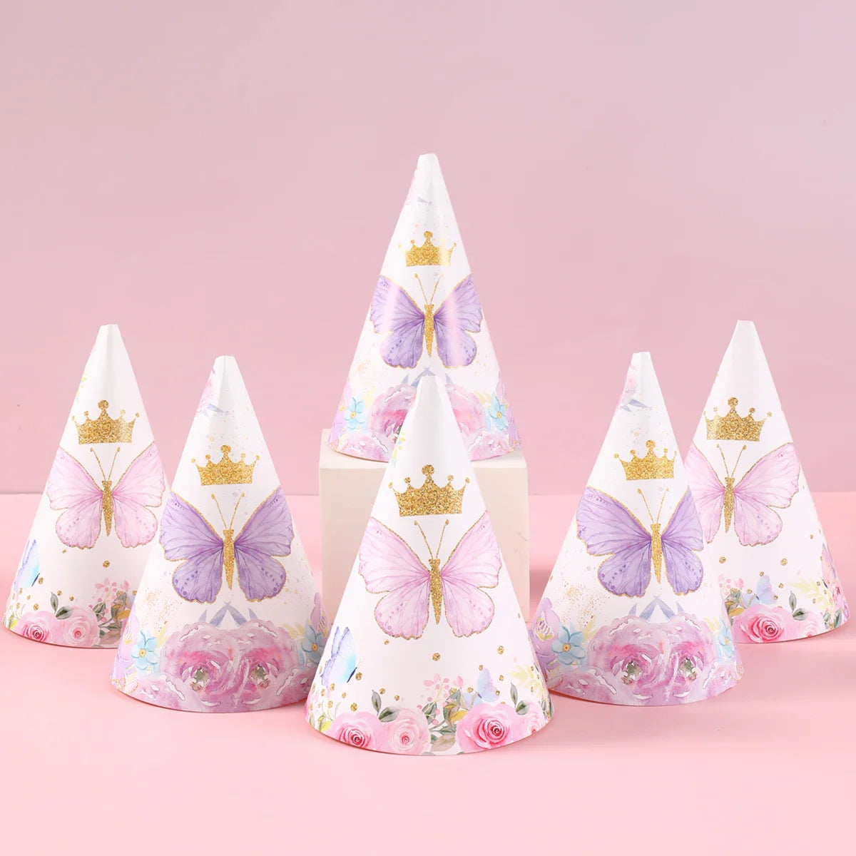 Chapeaux en papier Animaux de la Jungle - Joyeux Anniversaire - Décoration de fête pour enfants Safari, Animaux Sauvages, Un An - Fournitures de décoration de douche de bébé