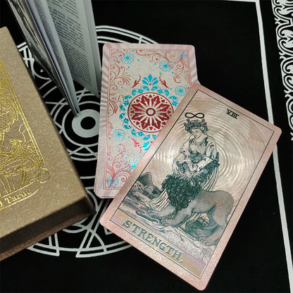 Fantastic 80 Pieces Silver foil Tarot Cards Waterproof PVC Quality With Flip Box As A Luxury Gift