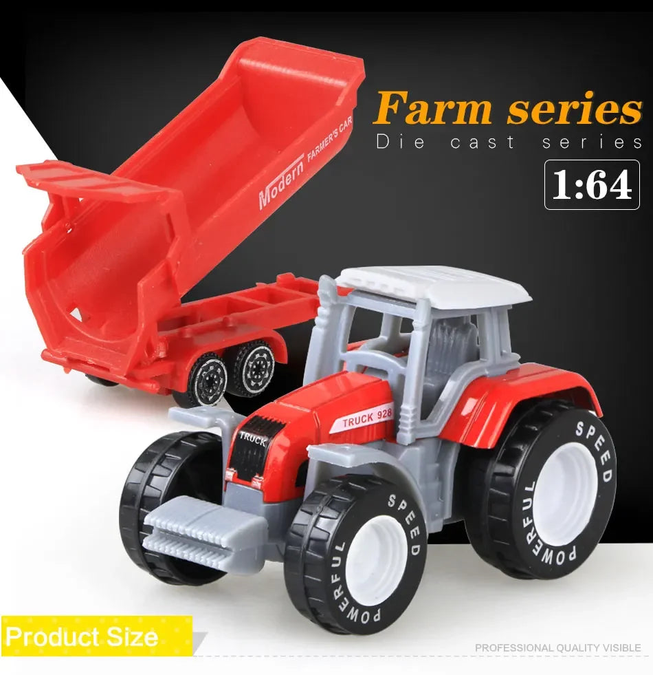 1pc Véhicule de ferme moulé sous pression Tracteur Voiture d'ingénierie Tracteur Jouets Modèle Mini Voiture Modèle de voiture d'ingénierie pour Enfants Cadeau de Noël