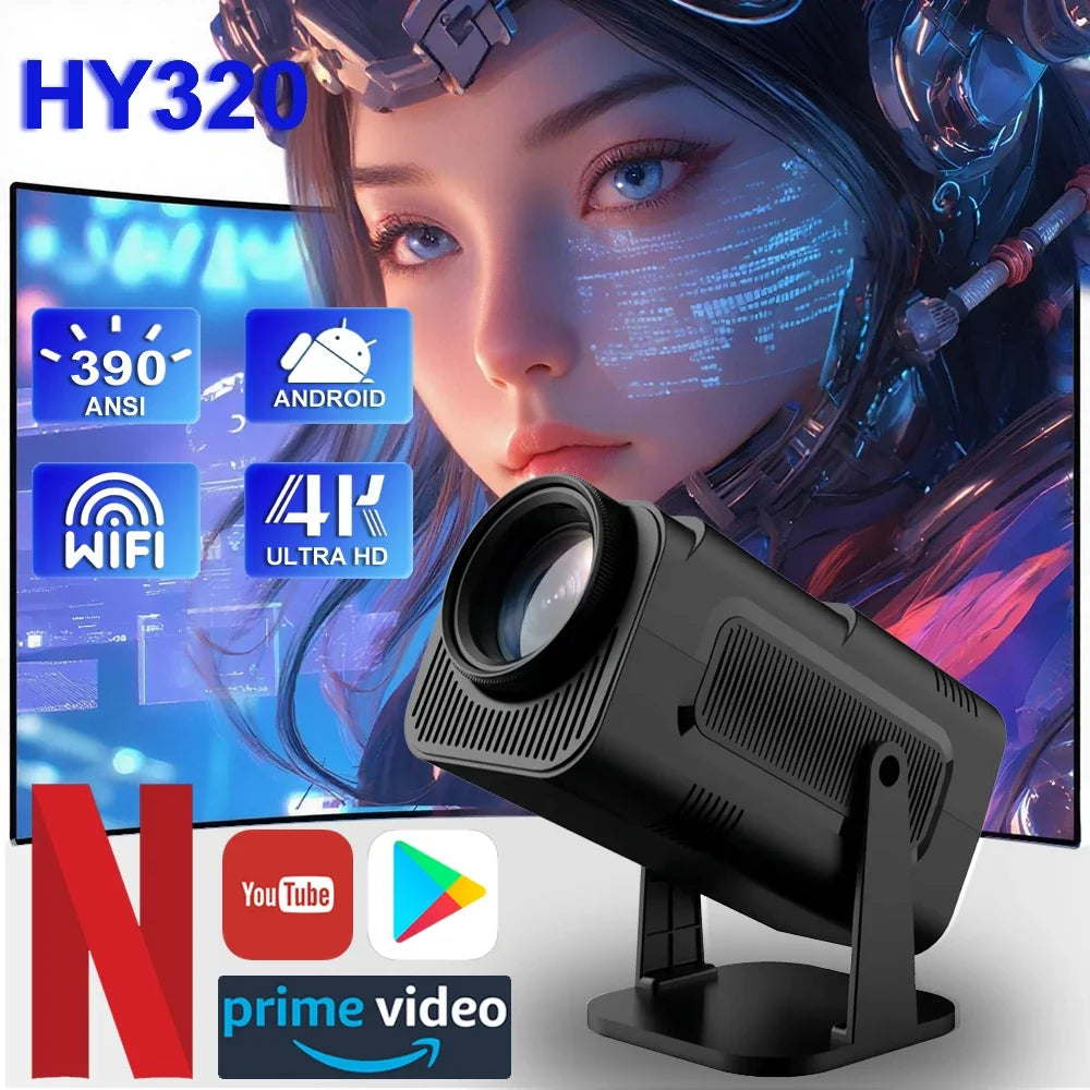 2025 4K Android 11 Projector 1080P 390ANSI Dual WiFi6 BT5.0 Portable Cinema