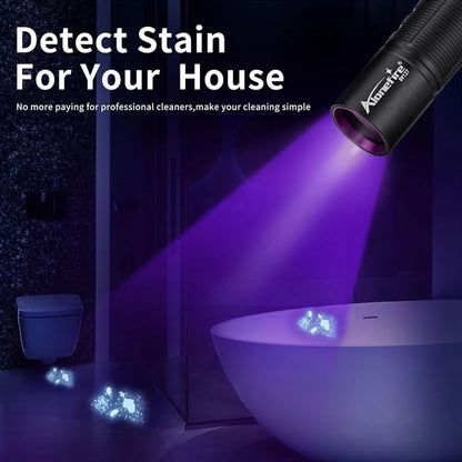 Mini 365nm/395nm UV Flashlight | USB Rechargeable Blacklight for Pet Urine Detection and Money Verification