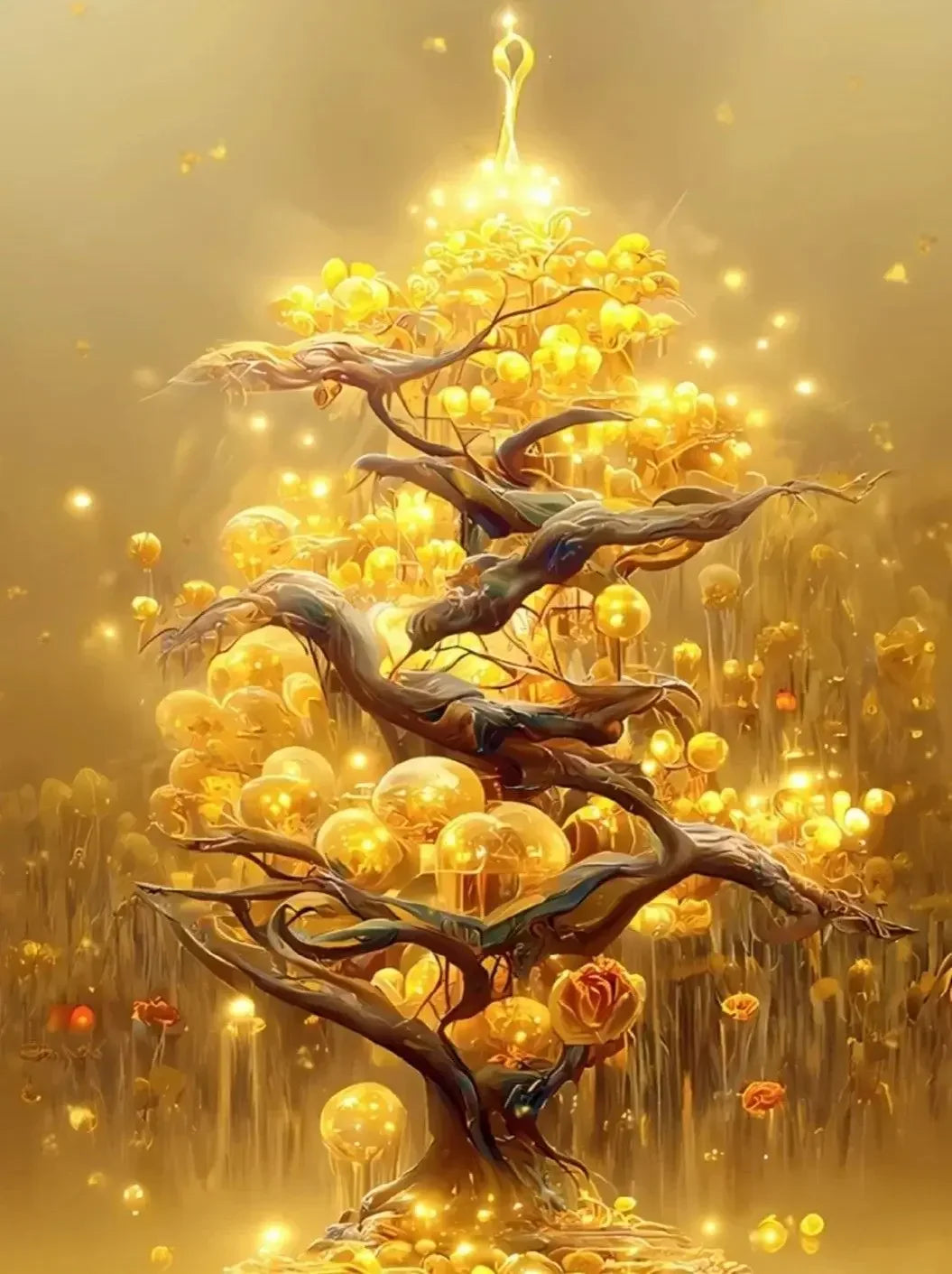 Arte de pared abstracto clásico, lujo, árbol del dinero dorado de la suerte, póster de impresión en lienzo HD, pintura decorativa para el hogar, sala de estar, dormitorio