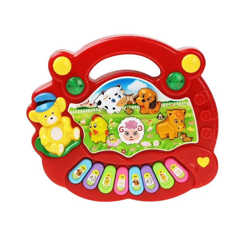 Jeu de piano-clavier de dessin animé pour enfants avec musique lumineuse clignotante Sons d'animaux Jouets musicaux pour bébés Jouets éducatifs Cadeaux pour enfants