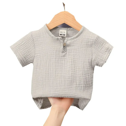 Kids Cotton Linen Long Sleeve T-Shirt – Soft Casual Top for Babies and Toddlers, Unisex Summer Wear