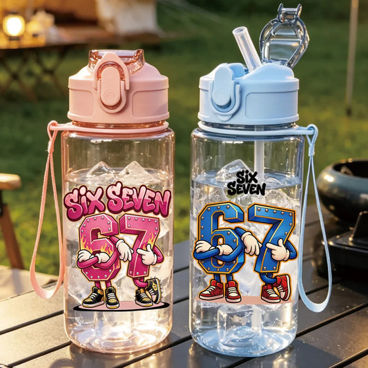 500ml 17oz Printed Straw Cup | BPA Free Summer Sports Water Bottle
