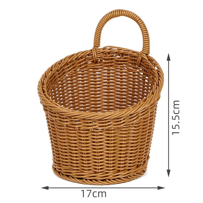 Cesta de pared para verduras, frutas y artículos varios, cesta de almacenamiento tejida, almacenamiento de cocina, decoración del hogar