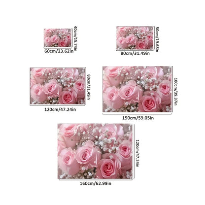VIKAMA Fresh Pink Rose Non-Slip And Dirt-Resistant Carpet, Floor Mat In Entrance, Bathroom, Kitchen And Balcony Home Decoration.