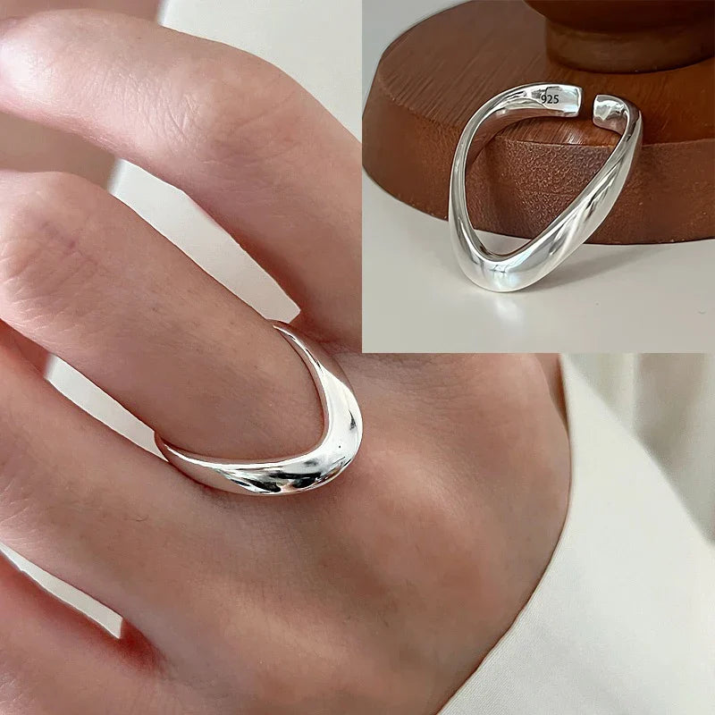 PANJBJ Real 925 Sterling Silver Retro Round Ring | Vintage Fine Jewelry for Women