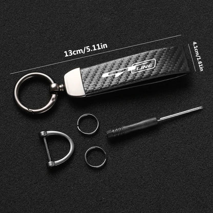 Carbon Fiber Style Keychain for KIA Models | Microfiber Leather Key Ring