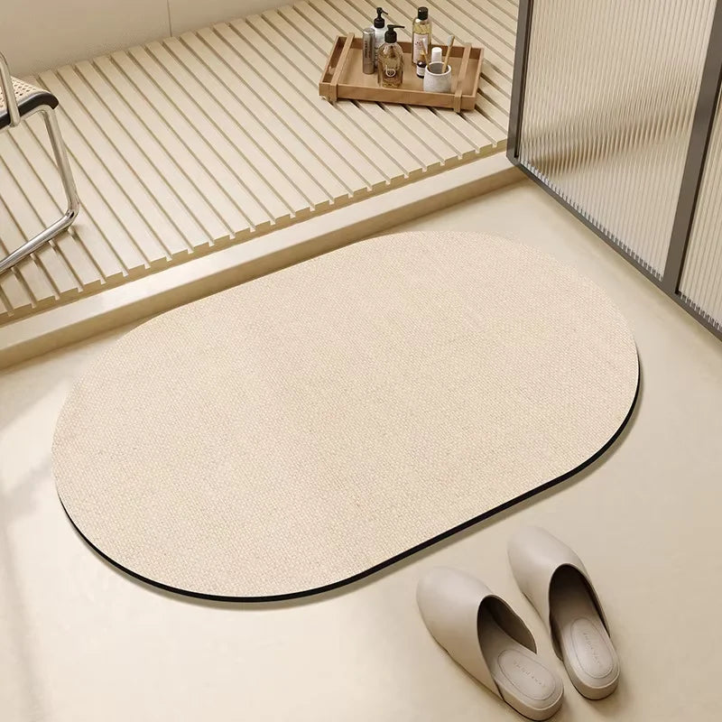 VIKAMA Tapis de bain en terre de diatomées, style simple, pour salle de bain, tapis absorbant, tapis de sol, séchage rapide, facile d'entretien