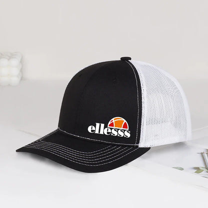 Breathable Mesh Trucker Hat with Ellessss Print | Adjustable Snapback for Outdoor Sun Protection