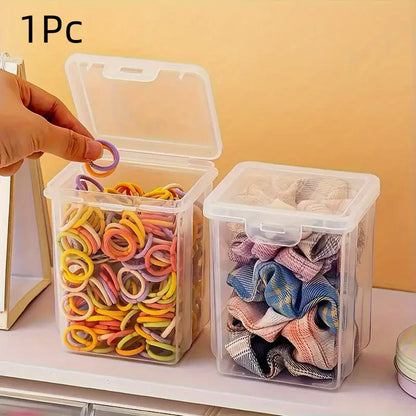 1 unidad de caja de almacenamiento apilable transparente para accesorios de cabello con tapa a presión - Organizador de plástico a prueba de polvo y agua para joyería