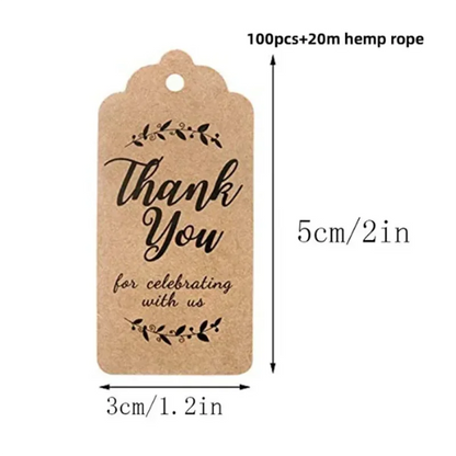 100pcs Kraft Tags with 20m Jute Twine | Handmade Gift Tag Set