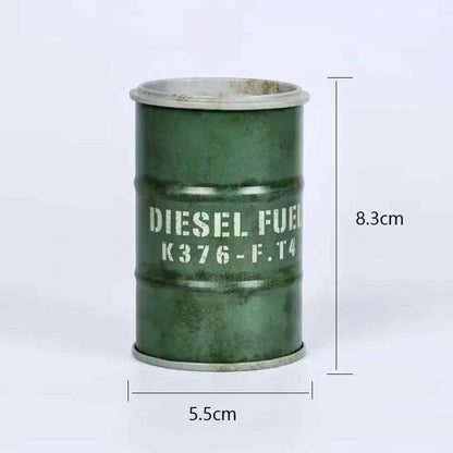 Iron Mini Oil Drum Model Chemistry Oil Drum Model Car Model Desktop Decoration Storage Box War Games Scene Model for Xmas Gifts