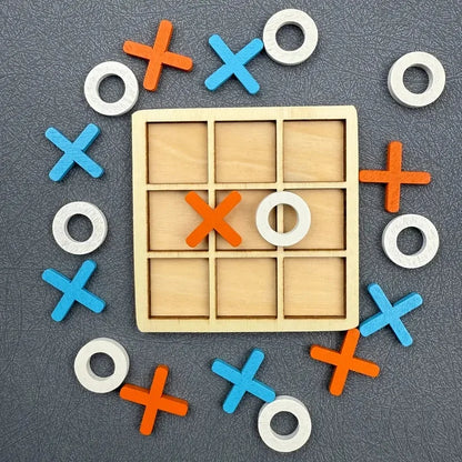 Juego de puzle de tic-tac-toe de madera para dos jugadores, juego de mesa interactivo de lógica y estrategia, regalo de cumpleaños para fiestas familiares para niños y niñas