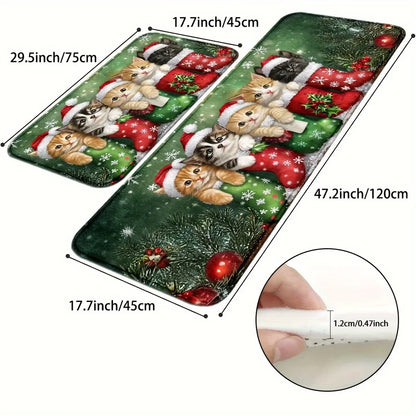Tapis de Noël VIKAMA, motif 5 chatons mignons, paillasson, tapis de sol doux, tapis de bienvenue, tapis de salon, tapis de chambre, décoration d'intérieur