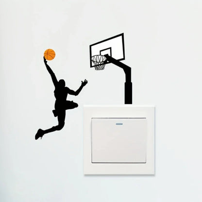 Basketball Player Light Switch Stickers | Waterproof Vinyl Wall Decals for Bedroom and Living Room