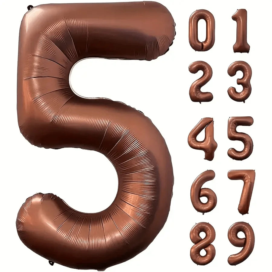 Foil Number Balloons 40 Inch | Brown Birthday Party Decor