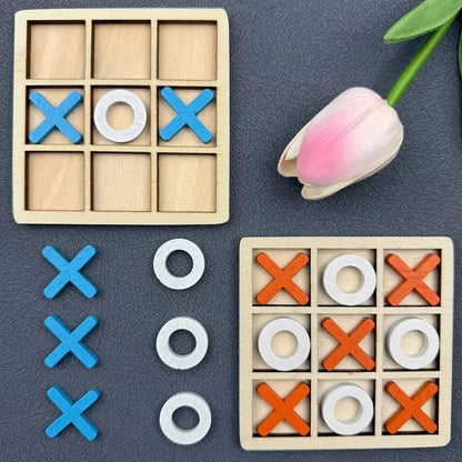 Juego de puzle de tic-tac-toe de madera para dos jugadores, juego de mesa interactivo de lógica y estrategia, regalo de cumpleaños para fiestas familiares para niños y niñas