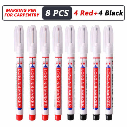 Deep Hole Long Nib Markers for Metal Wood Tile | 8-Pack Waterproof Marking Pens