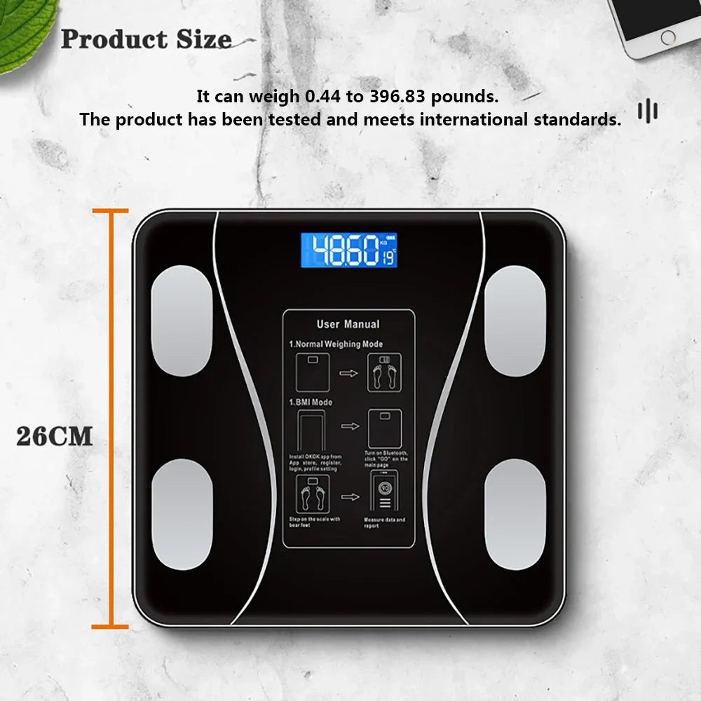 Smart Bluetooth Digital Scale – USB Rechargeable with LED Display and App Sync