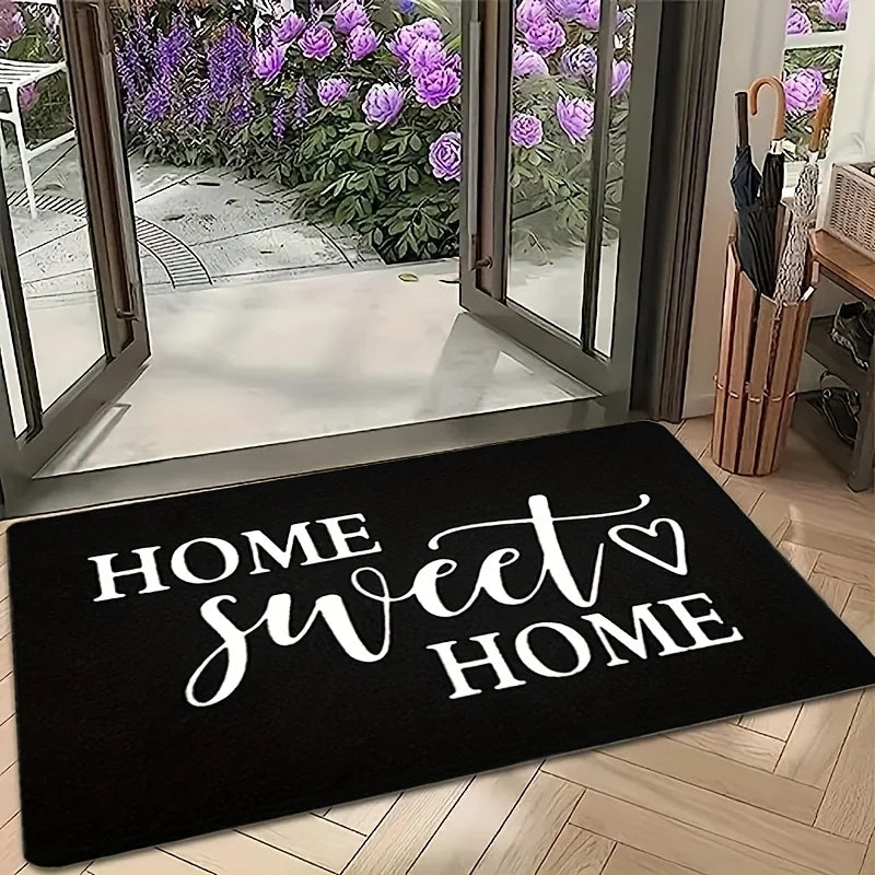 VIKAMA Felpudo de Bienvenida "HOME SWEET HOME" con Diseño de Corazones para el Día de San Valentín, Alfombra Antideslizante para Jardín Exterior, Regalo de Vacaciones, Decoración del Hogar