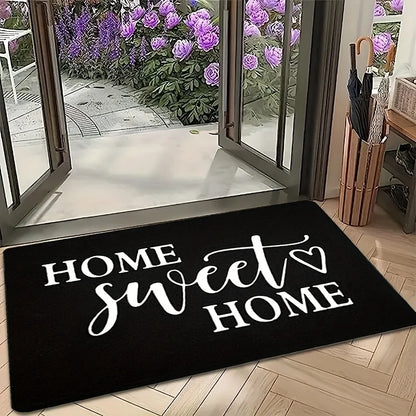 VIKAMA Felpudo de Bienvenida "HOME SWEET HOME" con Diseño de Corazones para el Día de San Valentín, Alfombra Antideslizante para Jardín Exterior, Regalo de Vacaciones, Decoración del Hogar