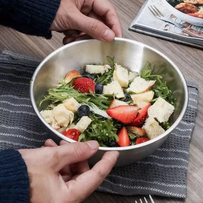 17-25cm Stainless Steel Gold And Silver Salad Bowl Rice Noodles Lamian Noodles Bowl Kitchen Tableware Food Container