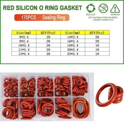 Red Silicone O-Ring Sealing Gasket | Food Grade VMQ Rubber Washer for Cooker