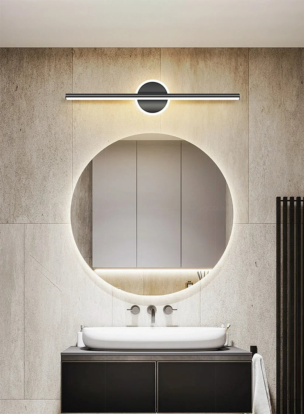 LED Mirror Front Wall Light – 40/60cm Gold Black Indoor Lamp for Bathroom & Bedroom