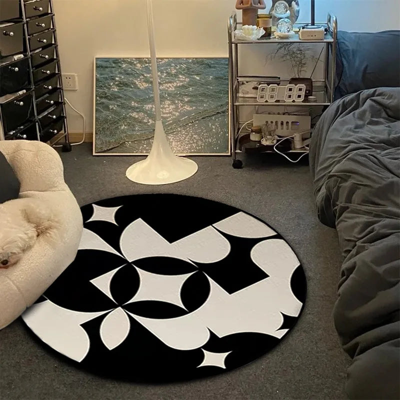 Tapis rond VIKAMA Record Music Cd Tapis de sol pour chaise de jeu Chambre décorée Salon Grande surface Tapis antidérapant