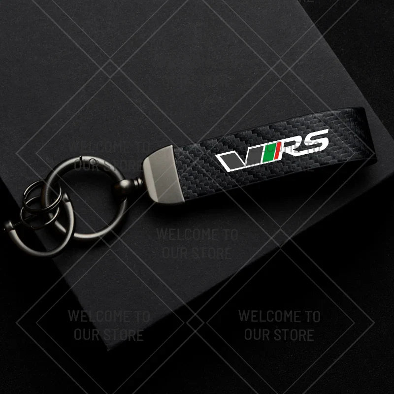 Skoda VRS Carbon Fiber Keychain | Car Emblem Key Ring for Citigo Kodiaq Yeti Rapid Fabia