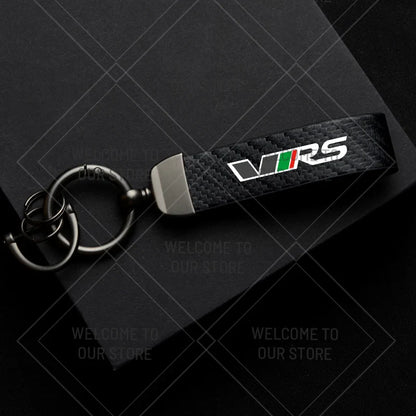 Skoda VRS Carbon Fiber Keychain | Car Emblem Key Ring for Citigo Kodiaq Yeti Rapid Fabia
