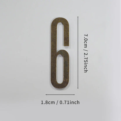 Bronze Door Number with Backing Adhesive 7cm Metal House Number Apartment Door Number for Outdoor Hotel Home Mailbox Label