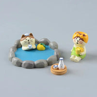 ZAKKA Cute Drinking Cat Figuines Shiba Inu Soak In The Bath Resin Model Pomelo Tree Fairy Garden Home Desktop Decoration gifts
