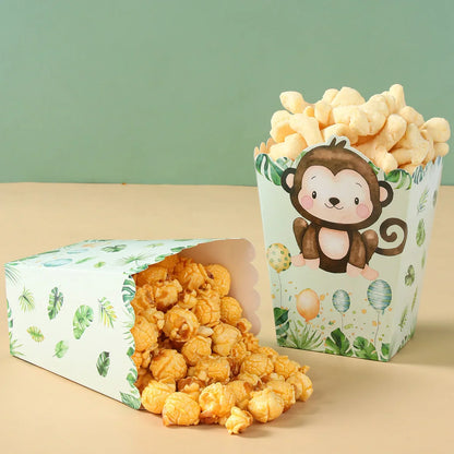 Boîtes à Popcorn Safari dans la Jungle, Boîtes à Bonbons, Décorations de Fête Animaux de la Jungle, Fête Prénatale, Anniversaire Garçons Enfants